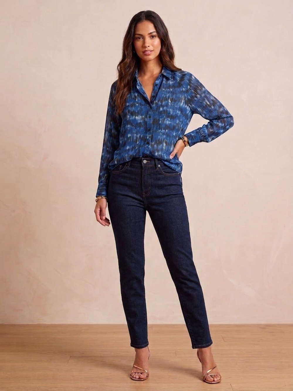 Finley Blue Patterned Button-Down Shirt